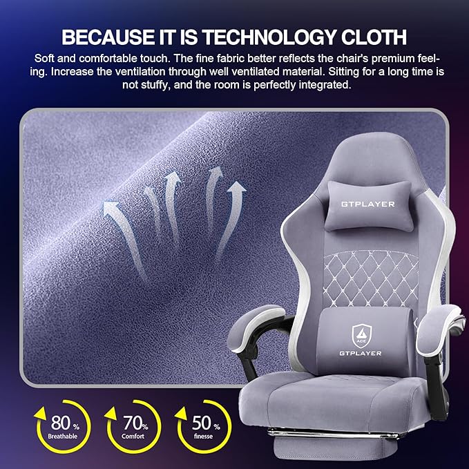 GTPLAYER Gaming Chair Computer Office Chair with Pocket Spring Cushion Linkage Armrests and Footrest High Back Ergonomic Computer Chair with Lumbar Support Task Chair with Footrest