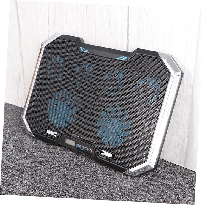 Adjustable Laptop Cooling Pad with Fans and Dual USB Ports RGB LED Light Effects Iron Hollow Shell for Efficient Heat Dissipation Suitable for Laptops Up to Silent Portable Cooler