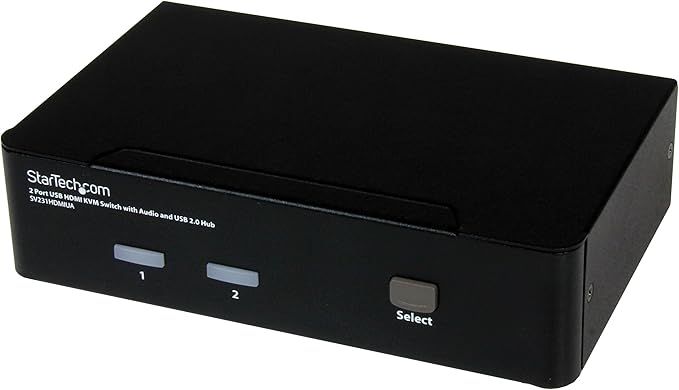 StarTech.com 2 Port USB HDMI KVM Switch with Audio and USB 2.0 Hub - 1080p (1920 x 1200) Hotkey Support - Dual Port Keyboard Video Monitor Switch  TAA (SV231HDMIUA)