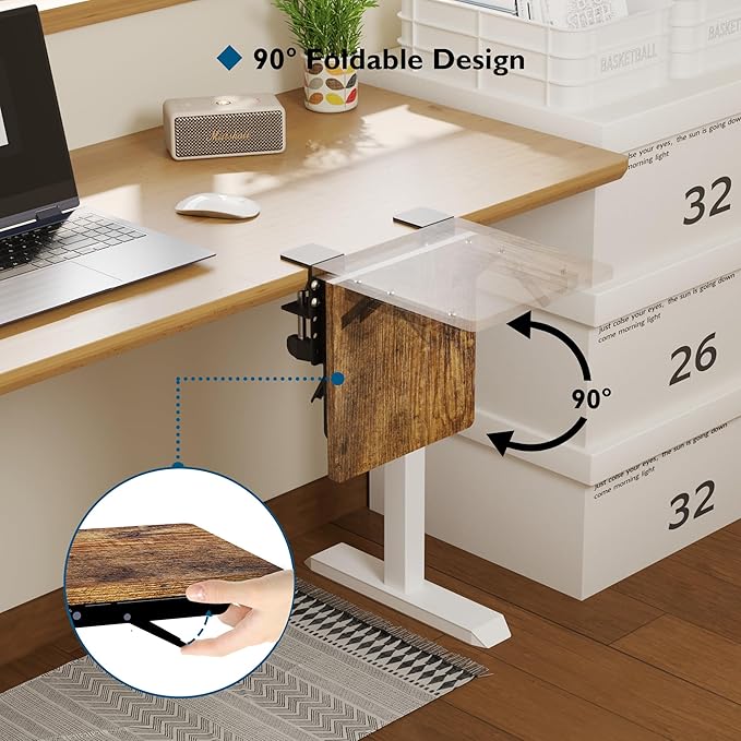 BONTEC Ergonomic Desk Extender Tray 9.5x9.1 Table Mount Arm Wrist Rest Shelf 90° Foldable Elbow Support Clamp on Computer Arm Rest for Desk Office &amp Home Use Durable &amp Easy to Install