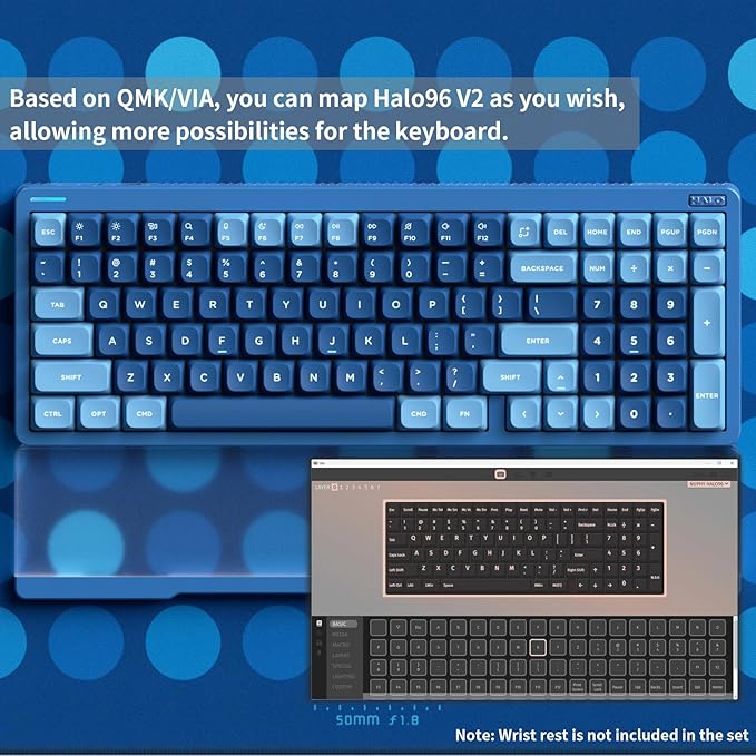 nuphy Halo96 V2 Wireless Mechanical Keyboard 96% Hot Swappable 99 Keys RGB Backlit Bluetooth/USB-C/2.4GHz Silent Red Switches Blue QMK/VIA Support