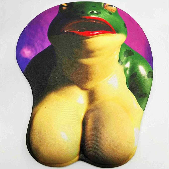 3D Mouse pad Oppai Mousepad Anime Manga Breast Gaming Wrist Rest Boob-pad Anti-Slip Mouse Mat (Frog)