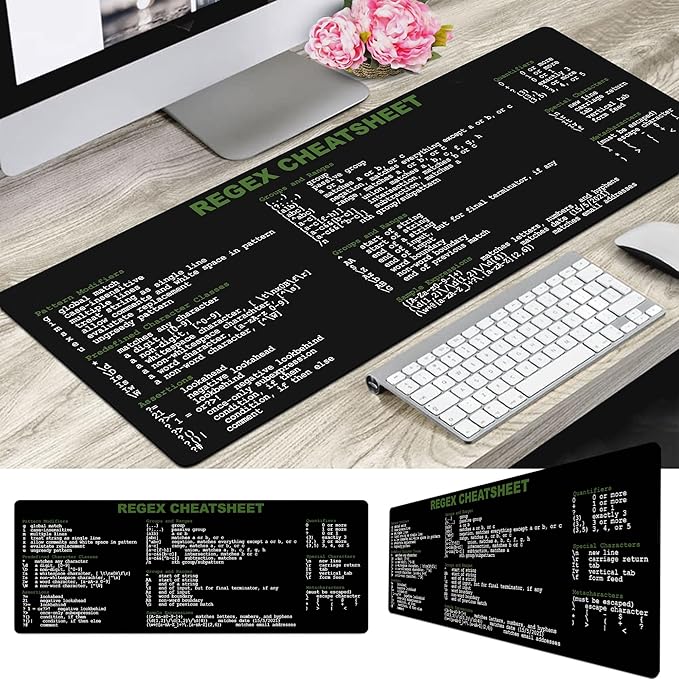 Developer Programmer IT Admin Quick Reference Extra Large Mouse Pad Regex Cheat Sheet Desk Mat for Sys Admin Gift for Architect Office Desk Mat KMH