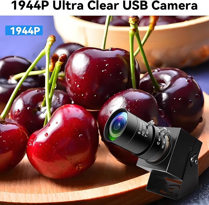 5Megepixels USB Camera 1944P 30fps Color Industrial Telephoto Webcam with CS Mount 5-50mm 10X Manual Zoom Lens PC Computer Camera Plug and Play for Windows Linux Laptop OpenCV