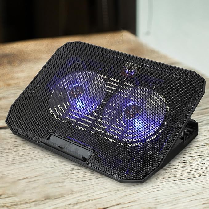 DOITOOL Laptop Cooling Pad Silent Cooling Fan Stand with Enlarged Base for Heat Dissipation Black Desktop Laptop Rack Suitable for Office and Home Use