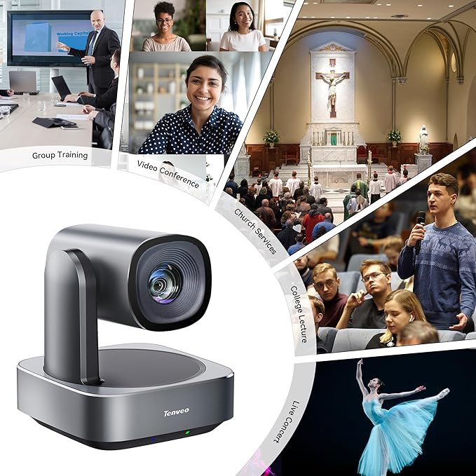 Tenveo VLoop 11X Optical Zoom PTZ Camera Conference Camera USB3.0/HDMI FHD 1080P 60FPS for Video Conferencing Live Streaming Church Services Worship Events Business Meeting Red Dot Design Winner