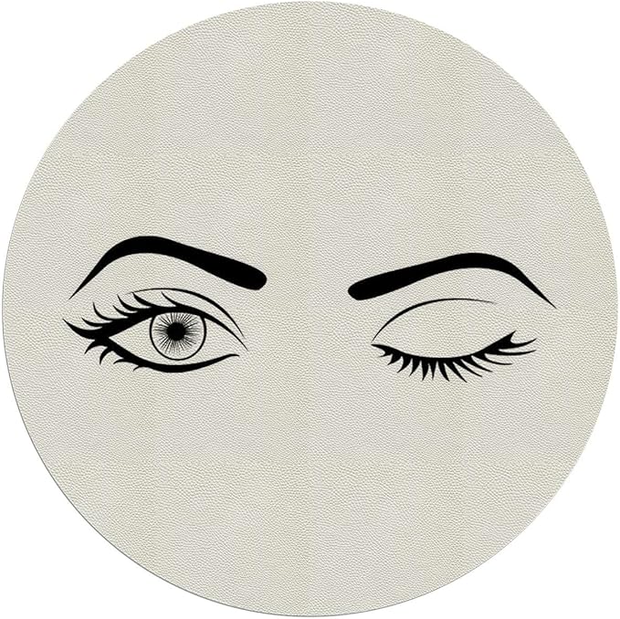 Black Lilac PU Leather Office Chair Mat for Hardwood Floors Eyelash Cartoon Style Dramatic Easy Glide Floor Protector Mat for Office Chairs Woman Eyes Diameter 39.4 in