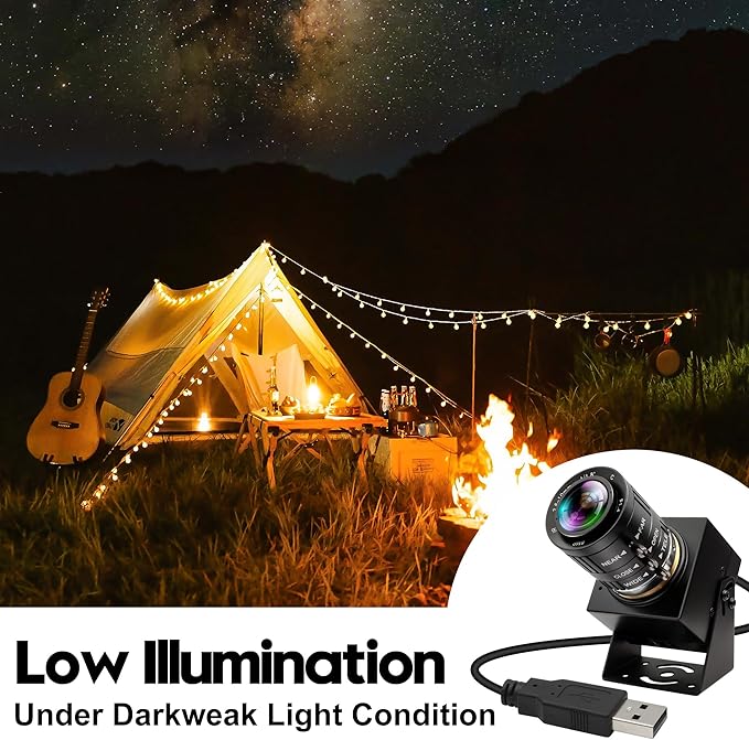 4K Webcam 1080P@120fps USB Steaming Camera with 3.6-10mm Varifocal Manual Lens12Megapixel UVC Free Driver Compatible Computer Plug and Play for Conferencing 3D Printer Industrial Security