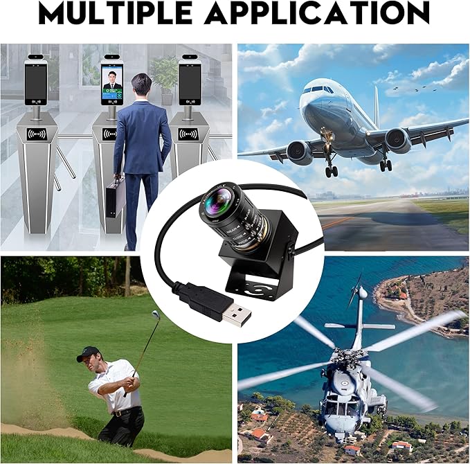 5MP Global Shutter USB Camera 1944P@50fps High-Speed Webcam with 3.6-10mm 3X Manual Zoom Lens Ideal for Lightburn Motion Capture Face Recognition &amp QR Code Scanning