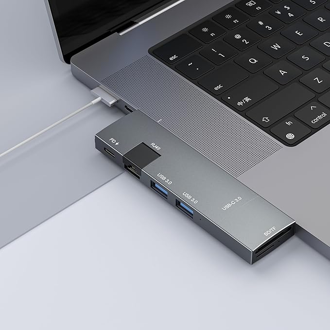 USB C Hub for MacBook USB-C Hub 7-in-2 for Thunderbolt 4 Port 4K 60Hz HDMI Ethernet 2 USB A Data Ports microSD SD Card Reader for MacBook Pro 13 Inch MacBook Air M1 M2 M3 iPad Dell Lenovo
