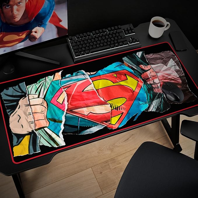 SUBSONIC - XXL Superman Mouse Pad 90 x 40 cm - Desk Pad with Non-Slip Base Gaming Mouse Pad - Officially Licensed by DC Comics