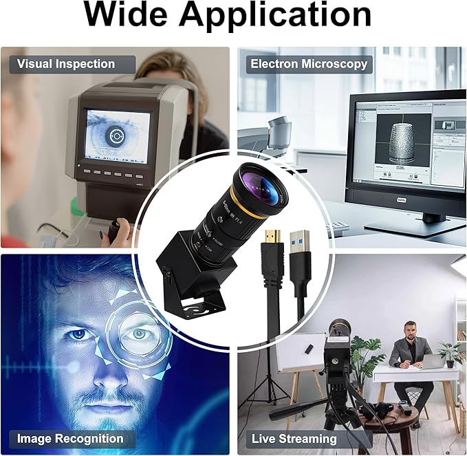 10X Optical Zoom 60fps HDMI USB3.0 Camera 4K High Speed H.264 Simultaneous Output PC Webcam Plug and Play for Computer Security Industrial Live Streaming CCTV Projector