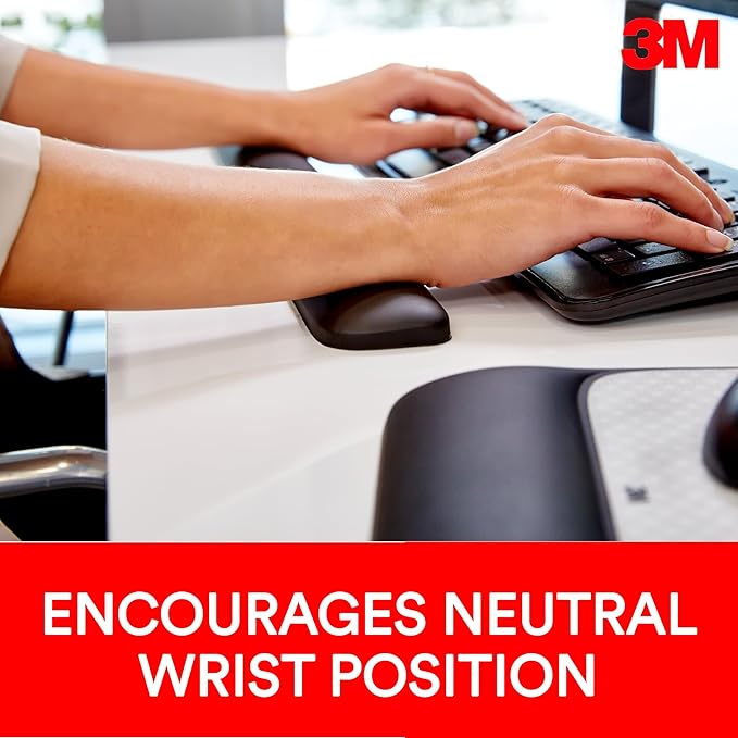 3M Gel Wrist Rest for Keyboards Soothing 3M Gel Technology and Satin Smooth Cover for All Day Comfort and Support Durable and Easy to Clean 19 Black (WR85B)