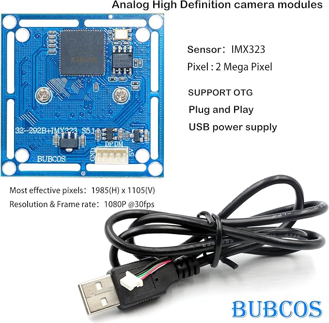 Camera Module Imx323 Sensor 2.0 Cmos Sensor Low Light H. 264 Lightburn Camera with Microphone 0.01lux OTG Uvc Plug &amp Play Free Drive for Raspberry Pi Camera