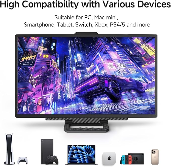 24 2.5K 180Hz Portable Monitor - Laptop Screen Extender 112% sRGB Wide Color HDR HDMI USB C Travel External Display with Stand Gaming Monitor for Computer PC Phone Game Console