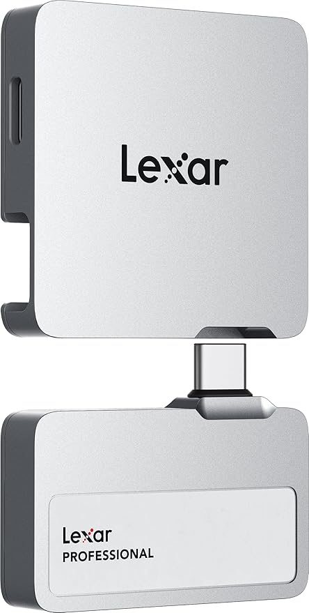 Lexar 1TB Professional Go Portable SSD w/Hub Supports Apple 4K 60fps ProRes Up to 1050MB/s USB 3.2 Rugged IP65 Ultracompact Compatible w/iPhone 15/16 (Not 17) External SSD (LSL400S001T-RNSNU)