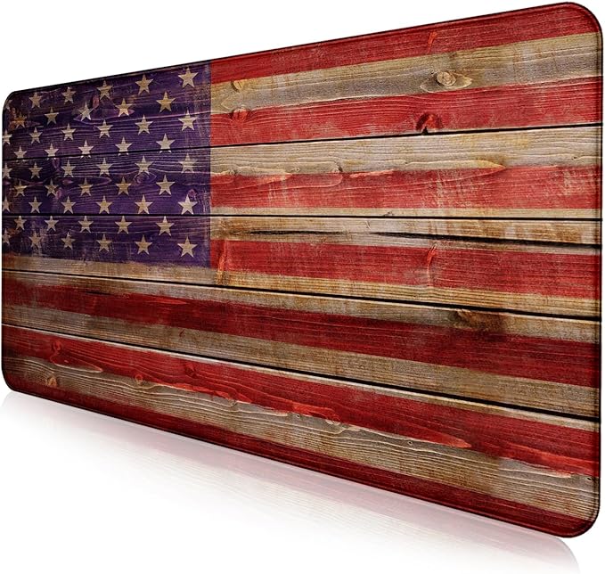 Tree Texture American Flag Computer Mouse Pad Suitable for Home Office and Study Keyboard Mouse Pad 35.4 x 15.7 x 0.12 Inches