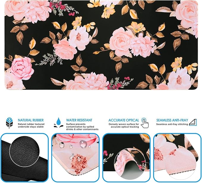iCasso Keyboard Mouse Pad SetExtended Gaming Mouse Pad + Keyboard Wrist Rest Support Memory Foam Easy Typing Pain Relief 3Pcs (35.4×15.7 in) Large Ergonomic XXL Thick Mousepad Desk Mat