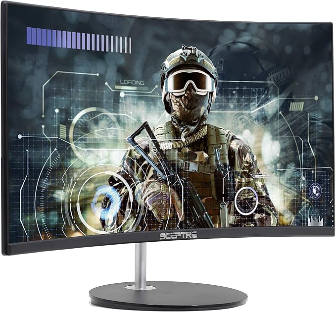 Sceptre Curved 24-inch Gaming Monitor 1080p 98% sRGB HDMI x2 VGA Build-in Speakers Machine Black