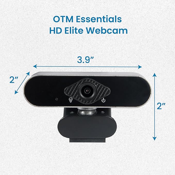OTM Essentials HD Elite Webcam Auto Focus Mode Captures Video up to 1920 x 1080 Pixels Built-in Microphone Webcam for PC and Laptops