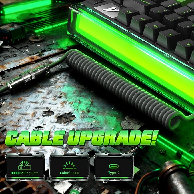 ATTACK SHARK R85 HE 75% Magnetic Wired Gaming Keyboard8KHz Polling Rate Rapid Trigger0.005mm RT Precision256K Scan RateCustom Hot-SwappableWeb Driver PC Keyboard for Gamer/Win/MacNeon Green