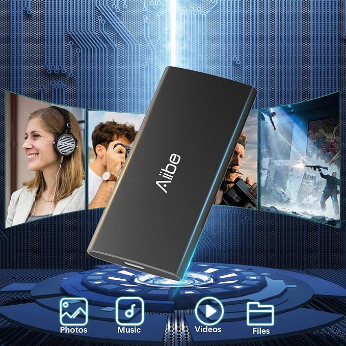 Aiibe 256GB External SSD External Hard Drive 256GB USB C Portable SSD Up to 500MB/s USB 3.1 External Solid State Drive for Laptop Mac PS4 (Black)