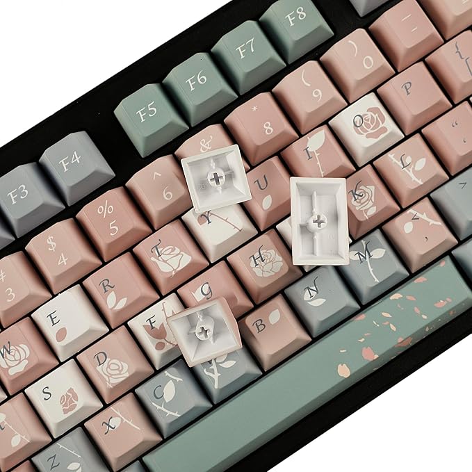 YMDK Cherry Profile Old Testament Roses 5 Sides Over Dye Sub Thick PBT KEYCAP for MX Mechanical Keyboard 61 68 84 87 96 104 108
