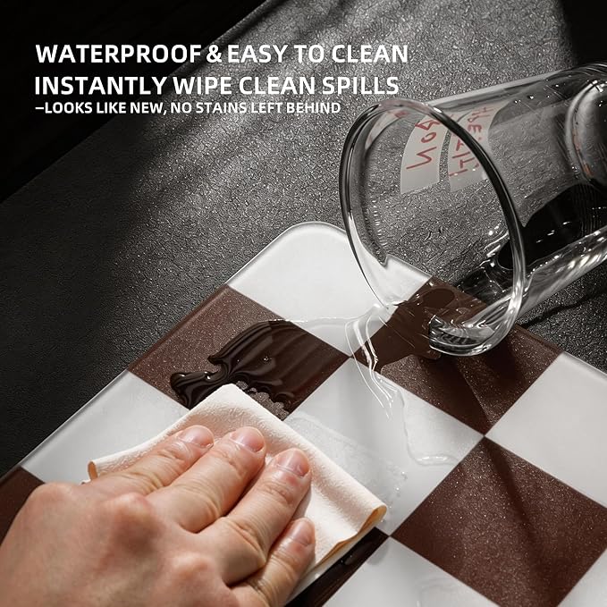 Khaki Checkerboard Tempered Glass Gaming Mouse Pad Large Hard Mouse Mat 410mm×310mm Ultra-Smooth Glass Surface for Speed &amp Precision Control