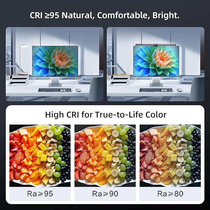 Thunderobot L1 Computer Monitor Lamp Ra95 Light for Eye Caring Asymmetric Light Source Ten-Level Dimming No Video Flicker Blue Light Safe E-Sports Desktop Reading Lamp