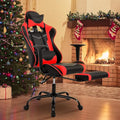 BLKMTY Gaming Chair with Footrest Ergonomic Office Racing Computer Chair with PU Leather High Back Lumbar Support Headrest Adjustable Height Reclining Chairs Red