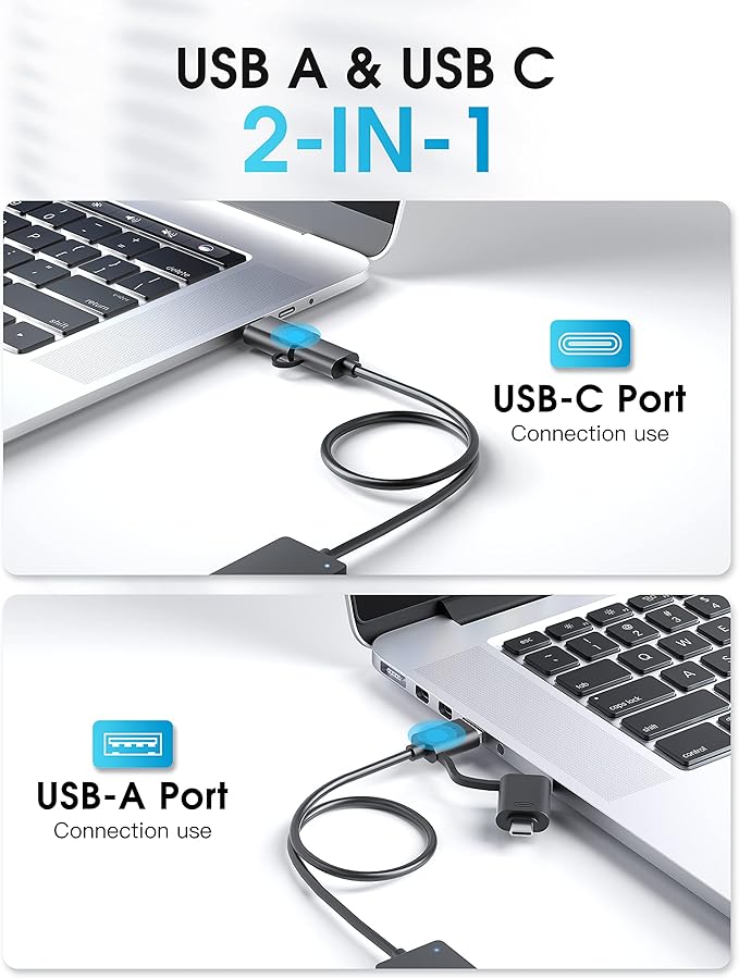 BYEASY USB Hub USB 3.1 Type-C to USB-A 3.0 Hub with 4 Ports and 2ft Extended Cable Ultra Slim Portable USBC Splitter for MacBook Mac Pro/Mini iMac PS5 Surface Pro Flash Drive(Black)