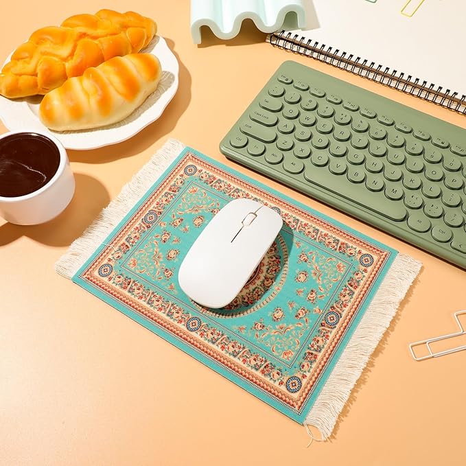 Kanayu 8 Pcs Persian Style Carpet Rug Mouse Pad Vintage Oriental Floral Mouse Pad Woven Rug Graduation Gift with Non Slip Rubber Base for Computer Laptop Desktop Table Decor(Floral)