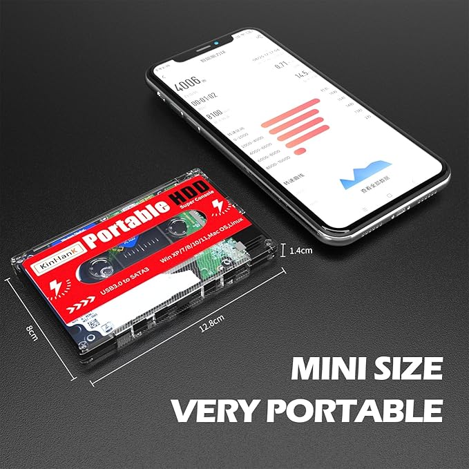 Kinhank 2T HDD Portable External Game Hard Drive Built-in 120000+ Games Batocera 33 System Compatible with 70+ Classic Emulators Support for Windows/Laptop/PC/Mac 2 Wireless Controllers
