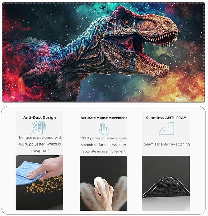 Ergonomic Desk Pad Mat &amp Keyboard Wrist Rest Set 3-in-1 Office Mouse Pad with Memory Foam Support Non-Slip Computer Blotter for Home Gaming &amp Writing 23.6 x 11.8 Dinosaur