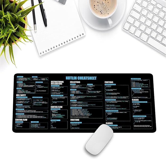 Kotlin Shortcuts &amp Cheat Sheet Mouse Mat Quick Reference for Developers Programmers for Coding &amp Android Development Essential Computer Accessories for Study Work and Reference Purposes
