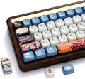 OHY XVX MOA Profile Keycaps Set Japanese Mount FujiTheme 132 - Key White &amp Blue Custom Keycaps with PBT + Frosted Translucent PC Material for ANSI Layout Mechanical Keyboards- - Musashi Senju