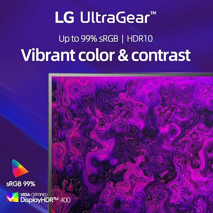 LG 27 QHD Gaming Monitor Ultragear Curved Display 180Hz 1ms 1000R AMD FreeSync HDR10 99% sRGB Black Stabilizer DAS Crosshair FPS Counter HDMI x2 DisplayPort Borderless Design Black