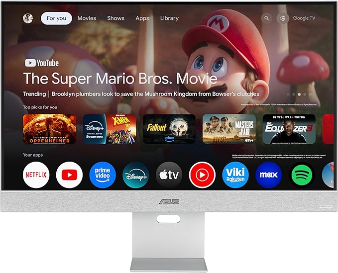 ASUS ZenScreen 31.5” 4K USB-C Smart Monitor (MS32UC) - UHD (3840 x 2160) IPS 98% DCI-P3 GoogleTV Harman Kardon Speakers USB-C (90W PD) Wireless Display Netflix and YouTube 3 yr Warranty