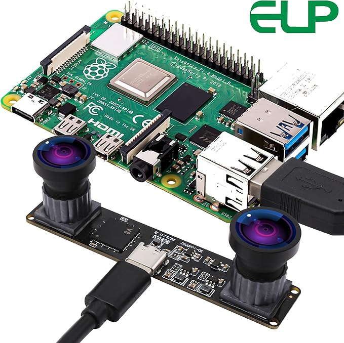 ELP 4MP Dual Lens USB Camera - Wide Angle 1080P 60fps Lightburn Mini UVC USB2.0 Laser Engraver Camera Module for Computer &amp Raspberry Pi
