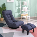 Henf Floor Gaming Chair with footrest 360 Degree Swivel Sofa Reclining Chair Lazy Sofa Tatami Leisure Sofa Adjustable 3-Position Floor Chair Folding Sofa Lounger Navy Blue