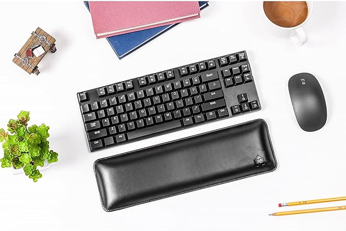 Bailey Tenkeyless by Castle - TKL Short Wrist Rest for Keyboards with around 87 Keys - Leather Ergonomic Computer Extra Firm Wrist Support - Typists Gaming &amp Heavy Office Use (Nightfall Tenkeyl