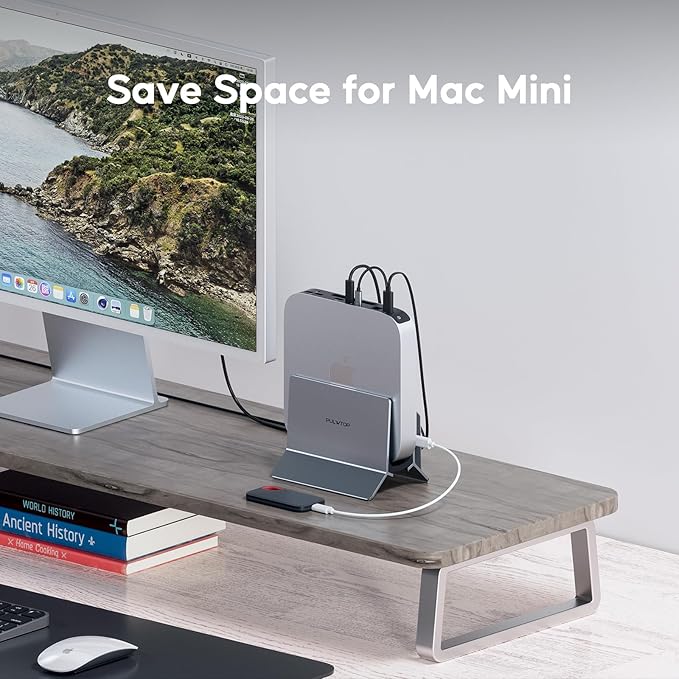 Vertical MacBook Docking Station PULWTOP Docking Station for Mac mini with M.2 NVMe case for MacBook Pro/Air 4K@60Hz HDMI 2USB C 10Gbps SD/TF 100W PD RJ45 2 USB A for Windows Laptops