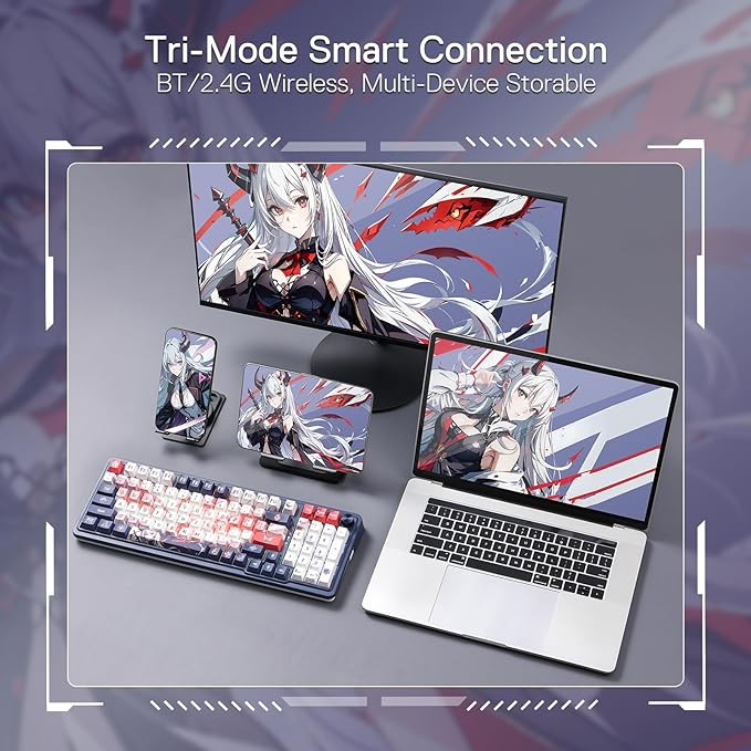 Redragon K686 PRO SE 98 Keys Wireless Gasket RGB Gaming Keyboard 3-Mode Anime Mechanical Keyboard w/Hot-Swap Socket Dedicated Knob Control &amp 5-Layer Noise Dampening Custom Hi-Fi Linear Switch