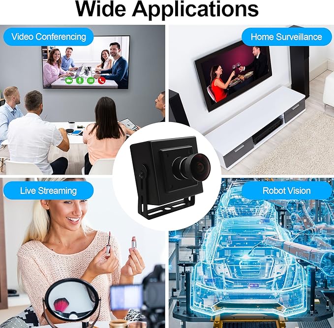 MMlove 480P VGA USB Camera 60FPS 170 Degree Fisheye Wide Angle Lens USB Security Webcam Aluminum Mini Case Webcam with 640x480 Pixel Web Camera for PC/Laptop/Raspberry Pi