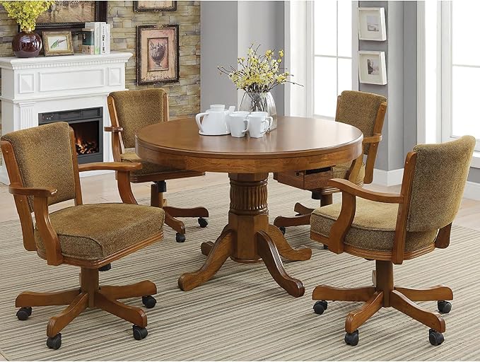 Olive Brown and Amber Upholstered Game Chair with Casters