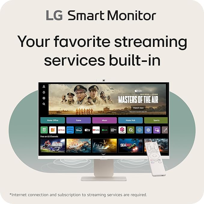 LG 32SR85U-W Smart Monitor 32-inch 4K UHD (3840x2160) IPS Display webOS 23 USB Type-C 90W PD Built-in FHD Webcam &amp Speaker HDR 10 AirPlay 2 Screen Share Bluetooth White