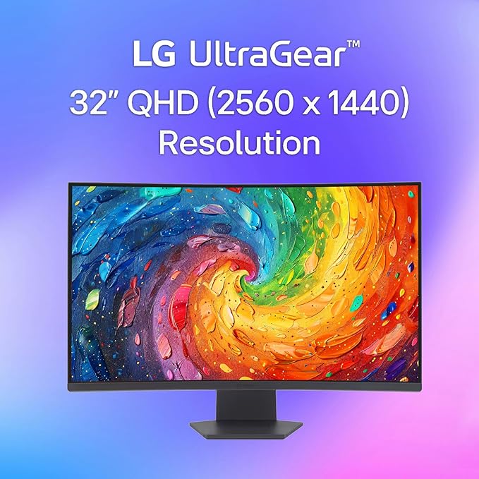 LG 32 Inch UltraGear QHD Curved Gaming Monitor 180Hz 1ms AMD FreeSync HDR10 99% sRGB 1000R Curve Black Stabilizer Dual Controller HDMI &amp DisplayPort 3-Side Borderless Tilt Adjustment B