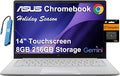ASUS Chromebook CX14 Laptop (14 FHD Touchscreen Intel Celeron N4500 8GB RAM 256GB Storage (128GB eMMC +128GB SD Card)) Home &amp Student Webcam Spill-Resistant Wi-Fi IST HUB Chrome OS CX140