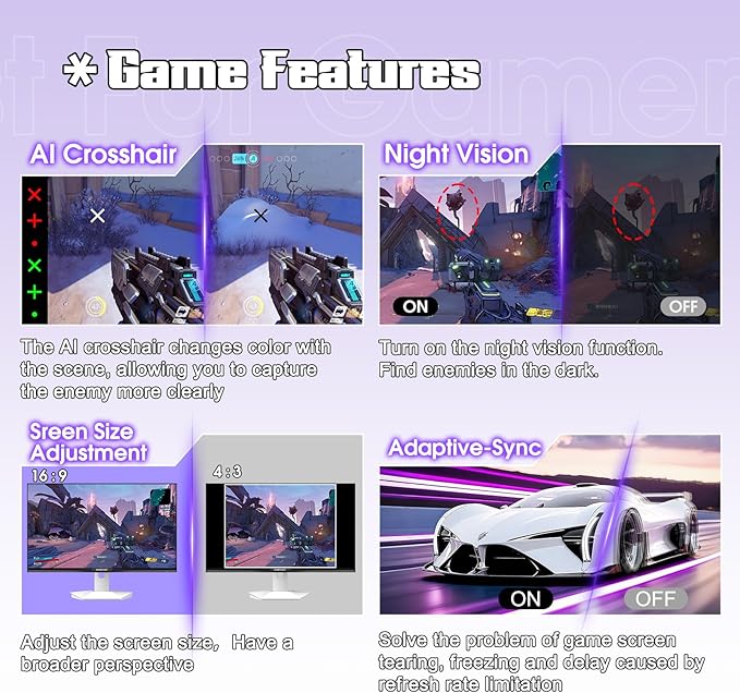 Amzfast 27 inch 1440P 200Hz/180Hz White Gaming Monitor 2K QHD (2560 ×1440)MPRT 1ms Fast IPS | HDR400 &amp TÜV Rheinland Eye Care &amp 12 Months Exchange (HDMI &amp DP Cable)