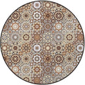 Beige Dark Brown Pale Brown Round Chair Mat Floor Protector Non-Slip Floor Low Pile Desk Chair Mat Rolling Chair and Computer Desk Carpet Mat Retro Old Fashioned Tile Diameter 35.4 in